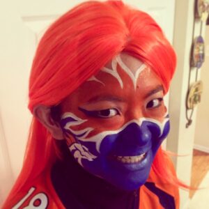 Orange and Blue Denver Broncos Tailgate Face Paint