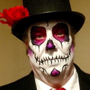 Red and Purple Dia De Los Muertos for a Man