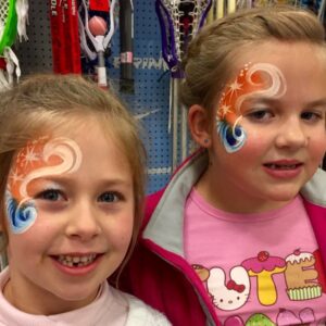 Broncos Blue and Orange Swirls Face Paint