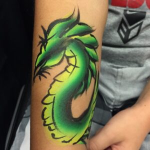 Green and Yellow Dragon Arm Painting