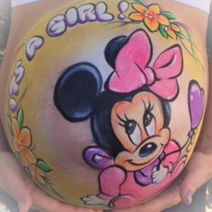 Minnie Mouse Pink and Yellow Prenatal Belly Art