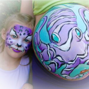 Purple Octopus Belly Art with little Purple Tiger