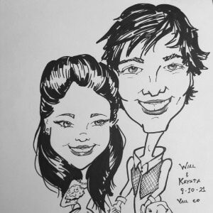 Caricature Art of Wedding Couple from photo