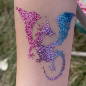 Pink, lavender and light blue dragon